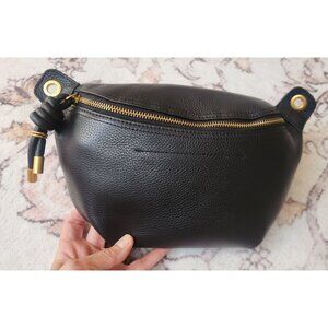 ITAMOOD Black Leather & Gold Chest Crossbody Bag NWOT